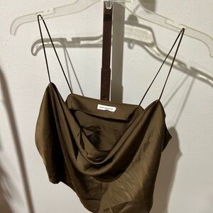 Good American- brown satin crop top size XL